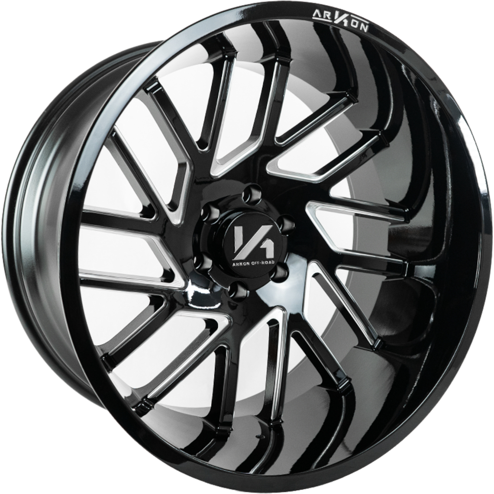Arkon Offroad Mandela 24x12 8X6.5 - Gloss Black w/ Milled Edges (Left)